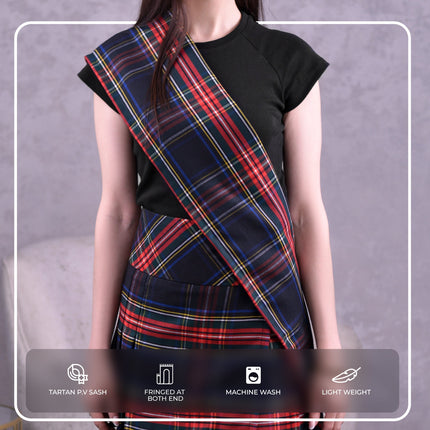 Women's Sash | Black Stewart Tartan