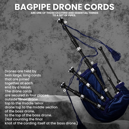 Highland Redstone Bagpipe Silk Cord | Navy Blue