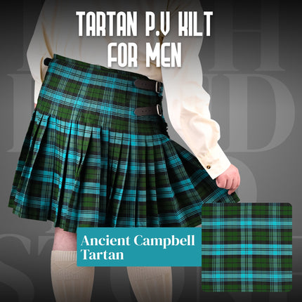Kilt for Men I Ancient Campbell Tartan Kilt Polyviscose 8 Yard Traditional Men Kilt