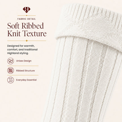 Comfortable Wool Blend White Kilt Hose | High-Quality Kilt Socks