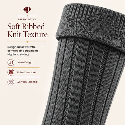 Comfortable Wool Blend Grey Kilt Hose | High-Quality Kilt Socks