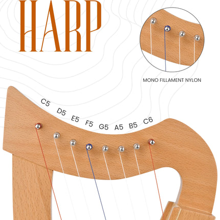 Mini Celtic Harp 8 String | Portable Celtic Instrument for Beginners & Professionals