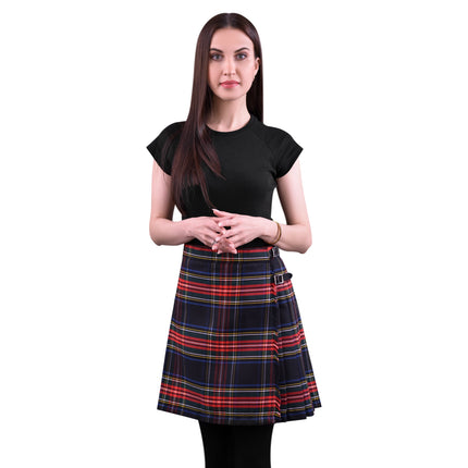 Woman Plaid Kilt - Black Stewart Tartan Kilt - Premium Quality & Timeless Style